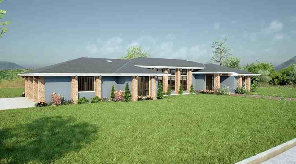 Modern, Prairie, Ranch House Plan 81344 with 4 Beds, 4 Baths, 3 Car Garage Picture 3