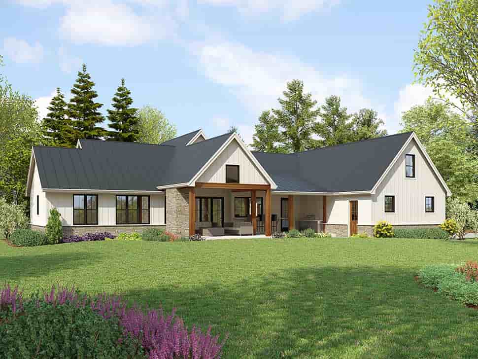 Farmhouse, Ranch House Plan 81370 with 4 Beds, 3 Baths, 3 Car Garage Picture 2