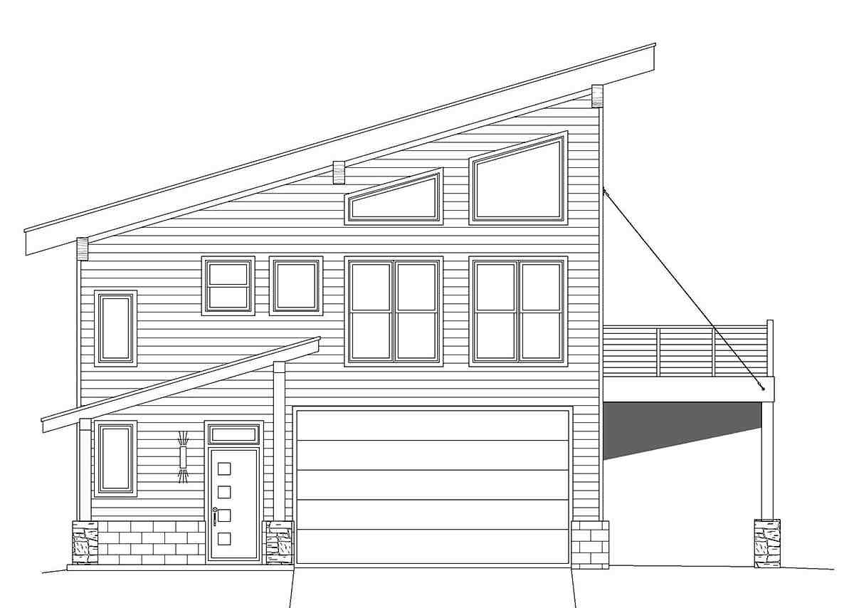 Coastal, Contemporary, Modern Garage-Living Plan 81504 with 2 Beds, 3 Baths, 2 Car Garage Picture 2