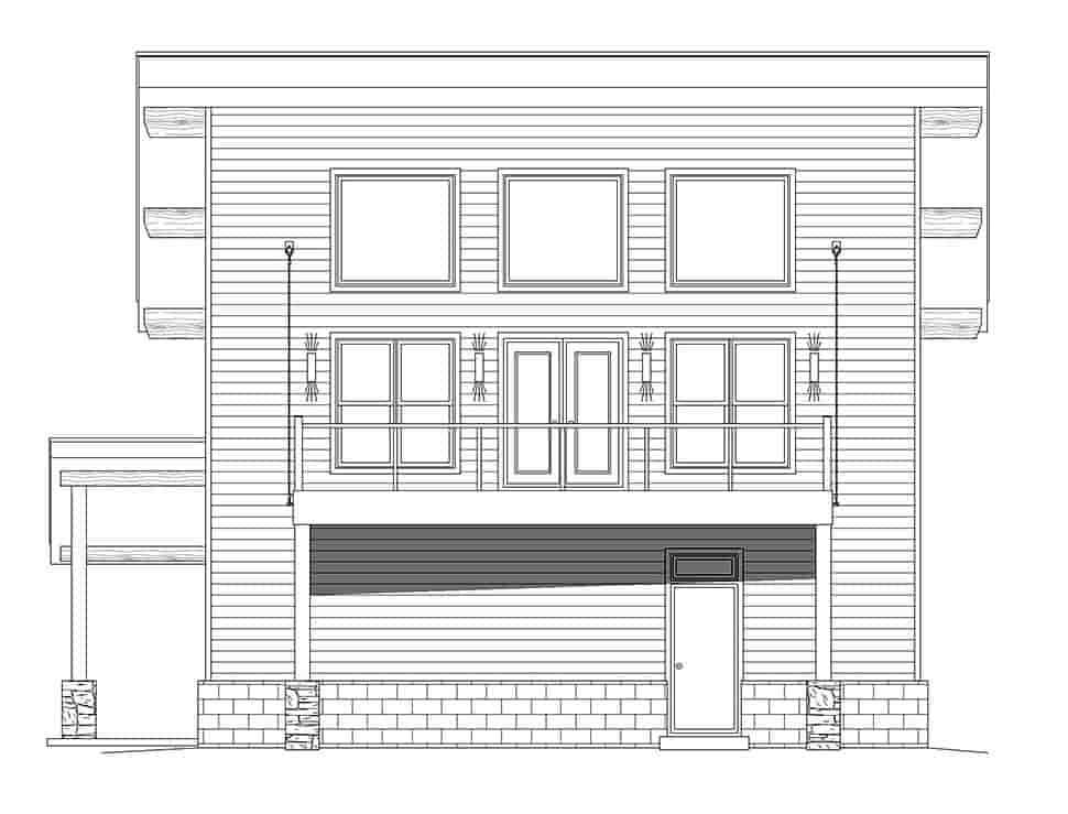 Coastal, Contemporary, Modern Garage-Living Plan 81504 with 2 Beds, 3 Baths, 2 Car Garage Picture 3