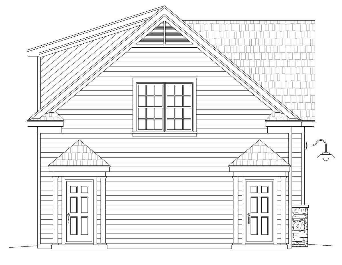 Cape Cod, Saltbox, Traditional Garage-Living Plan 81547 with 1 Beds, 1 Baths, 3 Car Garage Picture 2