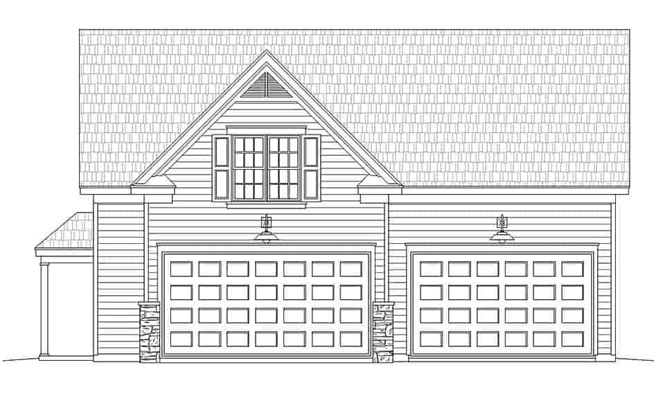 Cape Cod, Saltbox, Traditional Garage-Living Plan 81547 with 1 Beds, 1 Baths, 3 Car Garage Picture 3