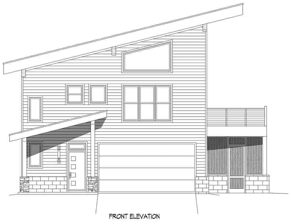 Coastal, Contemporary, Modern Garage-Living Plan 81580 with 3 Beds, 2 Baths, 2 Car Garage Picture 3