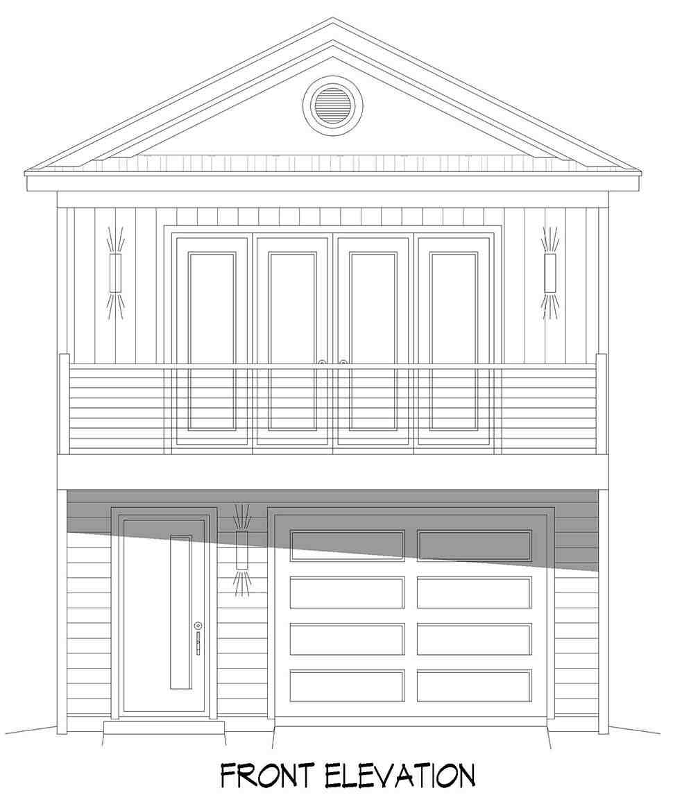 Contemporary Garage-Living Plan 81584 with 1 Beds, 2 Baths, 2 Car Garage Picture 3