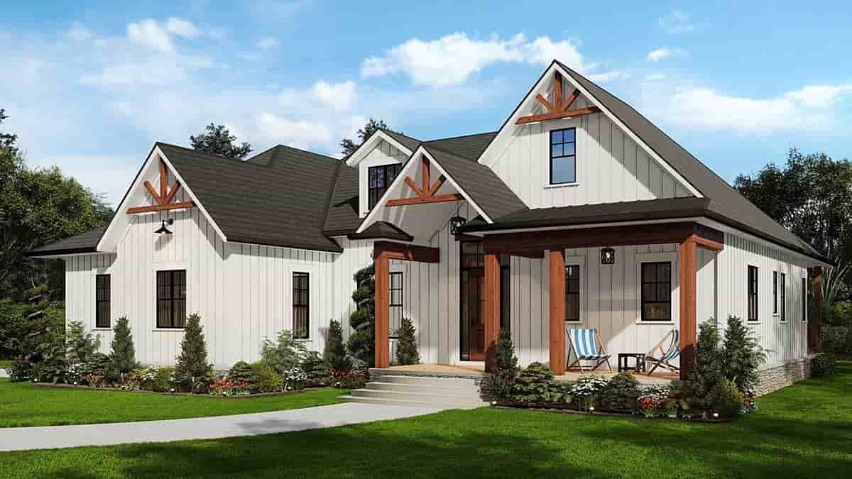 Farmhouse House Plan 81641 with 3 Beds, 3 Baths, 2 Car Garage Picture 1