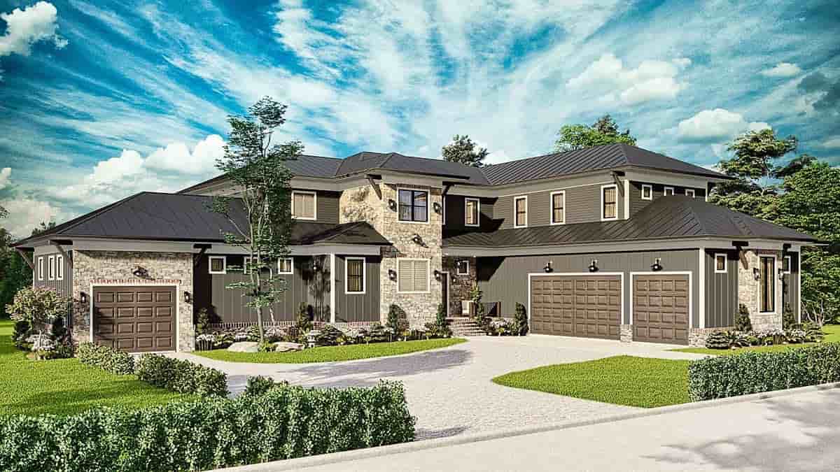 Coastal, Contemporary, Prairie House Plan 81648 with 5 Beds, 7 Baths, 5 Car Garage Picture 2