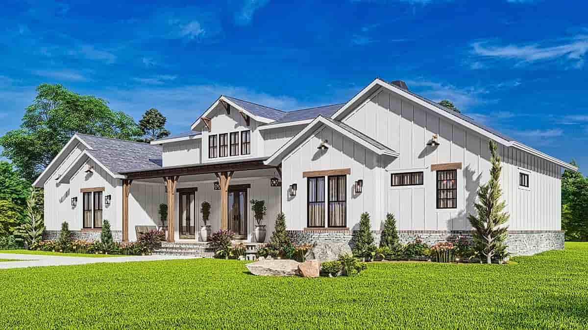 Farmhouse House Plan 81654 with 4 Beds, 4 Baths, 2 Car Garage Picture 1