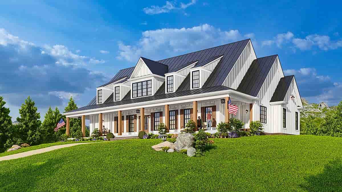 Country, Farmhouse House Plan 81663 with 3 Beds, 4 Baths, 2 Car Garage Picture 1