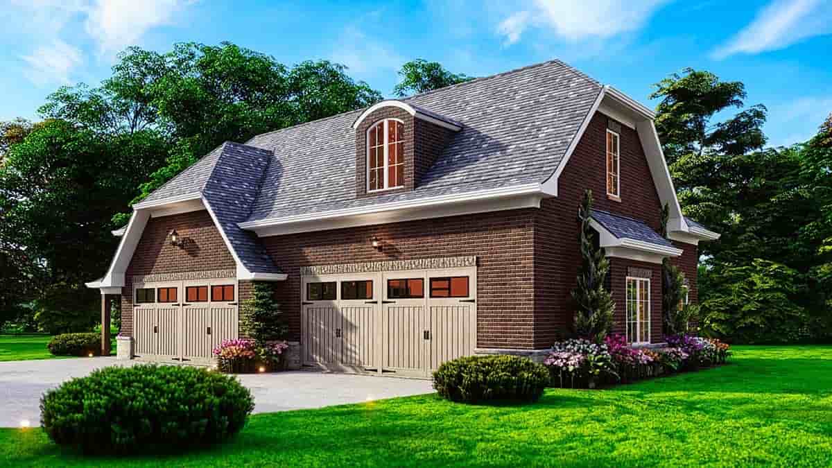 Country, Craftsman, Farmhouse, Traditional 4 Car Garage Apartment Plan 81668 Picture 1