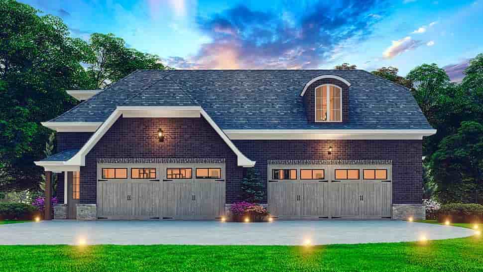 Country, Craftsman, Farmhouse, Traditional 4 Car Garage Apartment Plan 81668 Picture 4