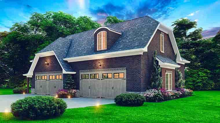 Country, Craftsman, Farmhouse, Traditional 4 Car Garage Apartment Plan 81668 Picture 5