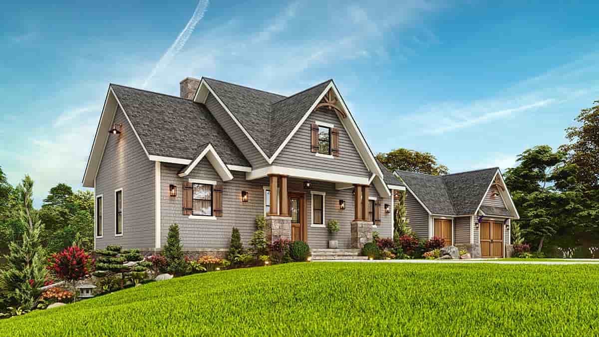 Bungalow, Cottage, Craftsman House Plan 81670 with 3 Beds, 2 Baths, 1 Car Garage Picture 2