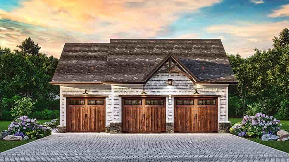 Country, Craftsman, Traditional Garage-Living Plan 81672, 3 Car Garage Picture 3