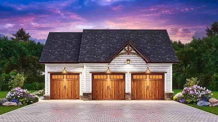 Country, Craftsman, Traditional Garage-Living Plan 81672, 3 Car Garage Picture 5