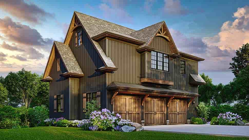 Country, Craftsman, Farmhouse, Traditional Garage-Living Plan 81673 with 1 Beds, 1 Baths, 3 Car Garage Picture 3