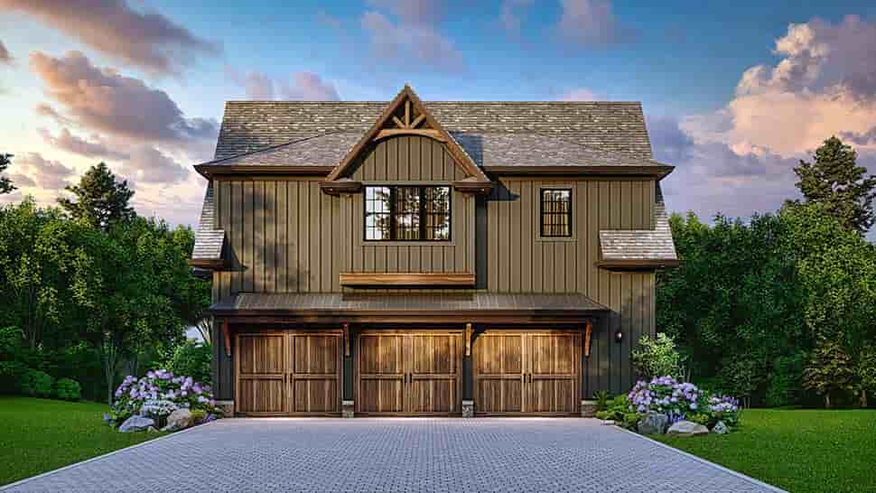 Country, Craftsman, Farmhouse, Traditional Garage-Living Plan 81673 with 1 Beds, 1 Baths, 3 Car Garage Picture 4