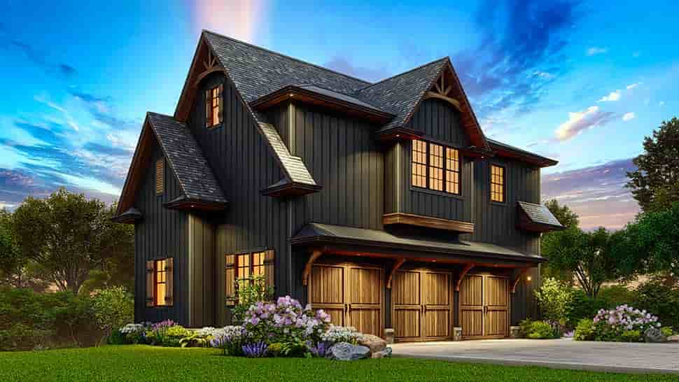Country, Craftsman, Farmhouse, Traditional Garage-Living Plan 81673 with 1 Beds, 1 Baths, 3 Car Garage Picture 7