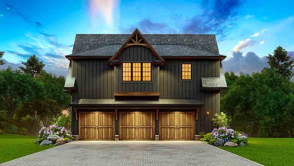 Country, Craftsman, Farmhouse, Traditional Garage-Living Plan 81673 with 1 Beds, 1 Baths, 3 Car Garage Picture 9