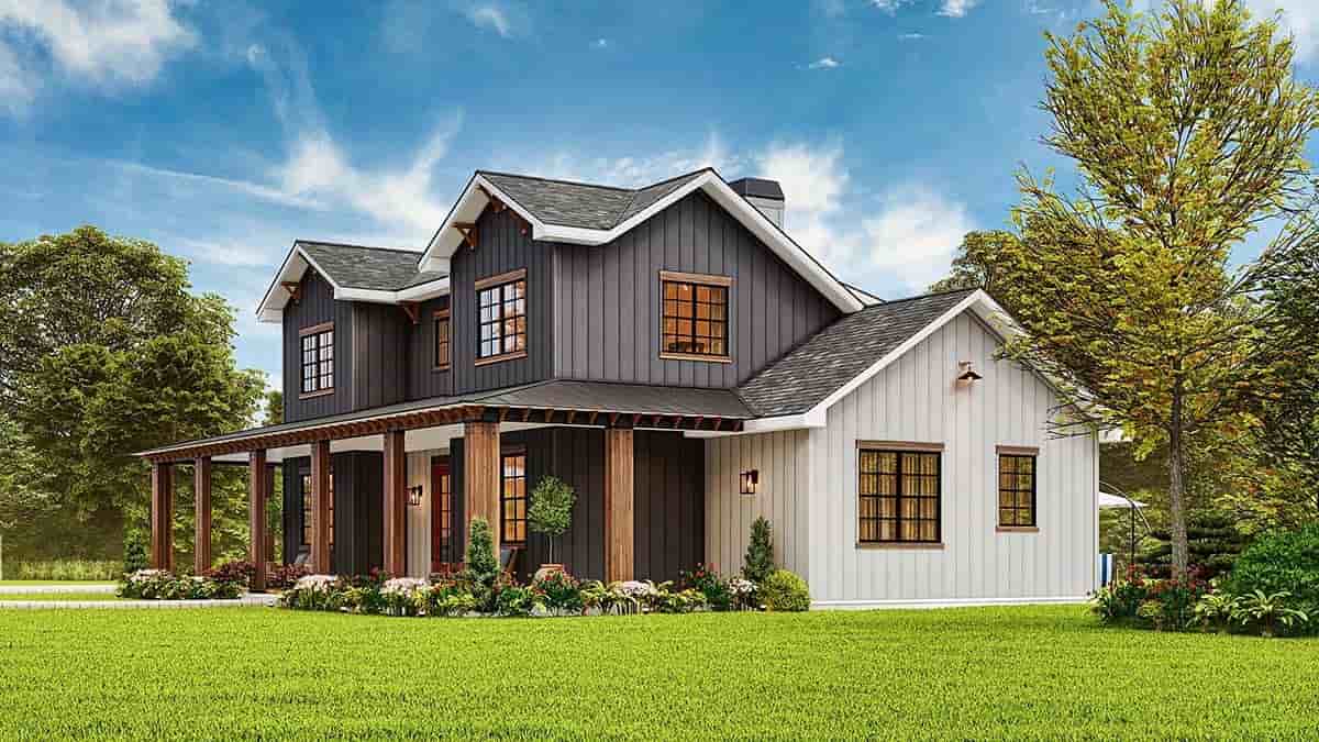 Contemporary, Country, Farmhouse House Plan 81677 with 4 Beds, 4 Baths, 2 Car Garage Picture 1