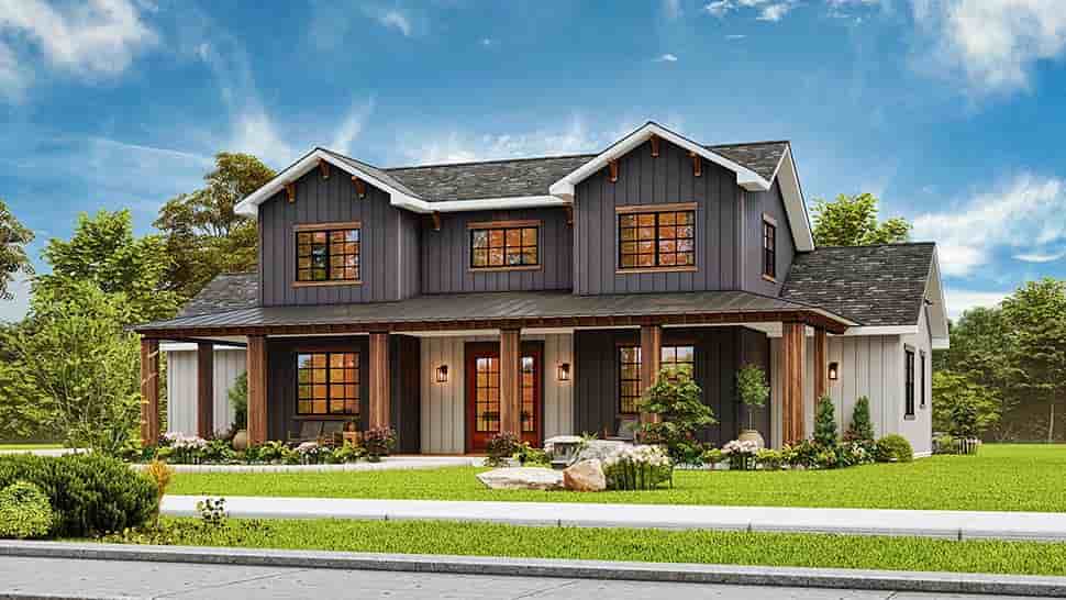 Contemporary, Country, Farmhouse House Plan 81677 with 4 Beds, 4 Baths, 2 Car Garage Picture 3