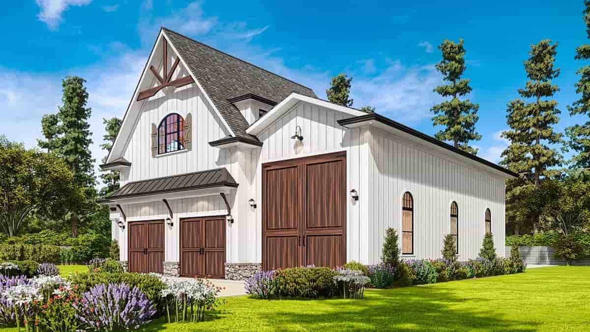 Cottage, Craftsman, European, French Country Garage-Living Plan 81681, 2 Car Garage Picture 1