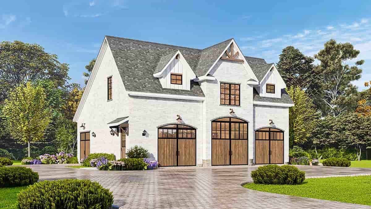 Contemporary, Country, Craftsman, Traditional Garage-Living Plan 81683 with 1 Beds, 1 Baths, 3 Car Garage Picture 2