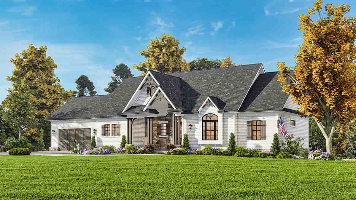 Cottage, Traditional House Plan 81685 with 4 Beds, 4 Baths, 2 Car Garage Picture 1
