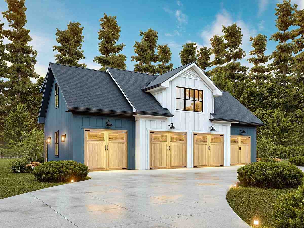 Country, Farmhouse, Traditional Garage-Living Plan 81692 with 2 Beds, 2 Baths, 4 Car Garage Picture 2
