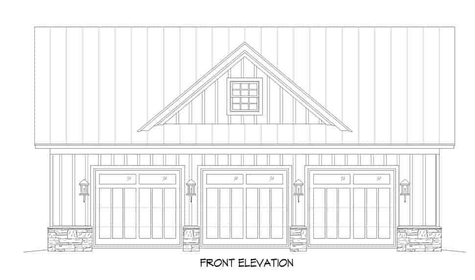 Cape Cod, Country, Farmhouse, Ranch, Saltbox, Traditional 3 Car Garage Plan 81700 Picture 3