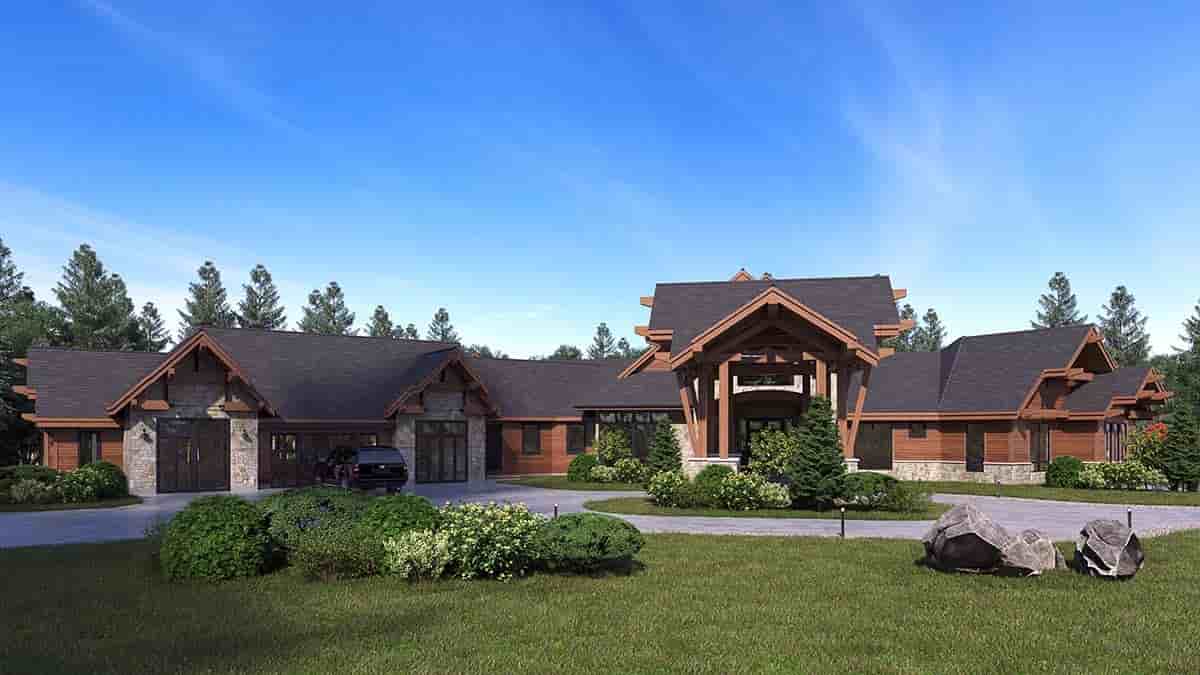 Craftsman, Log House Plan 81916 with 5 Beds, 9 Baths, 4 Car Garage Picture 1