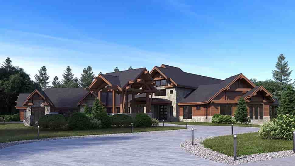 Craftsman, Log House Plan 81916 with 5 Beds, 9 Baths, 4 Car Garage Picture 2