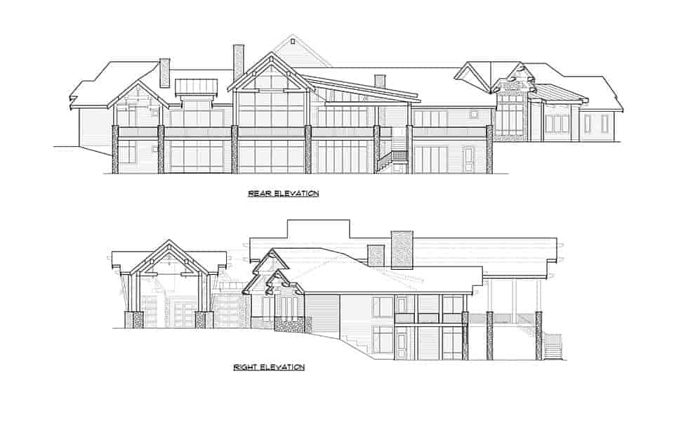 Craftsman, Log House Plan 81916 with 5 Beds, 9 Baths, 4 Car Garage Picture 4