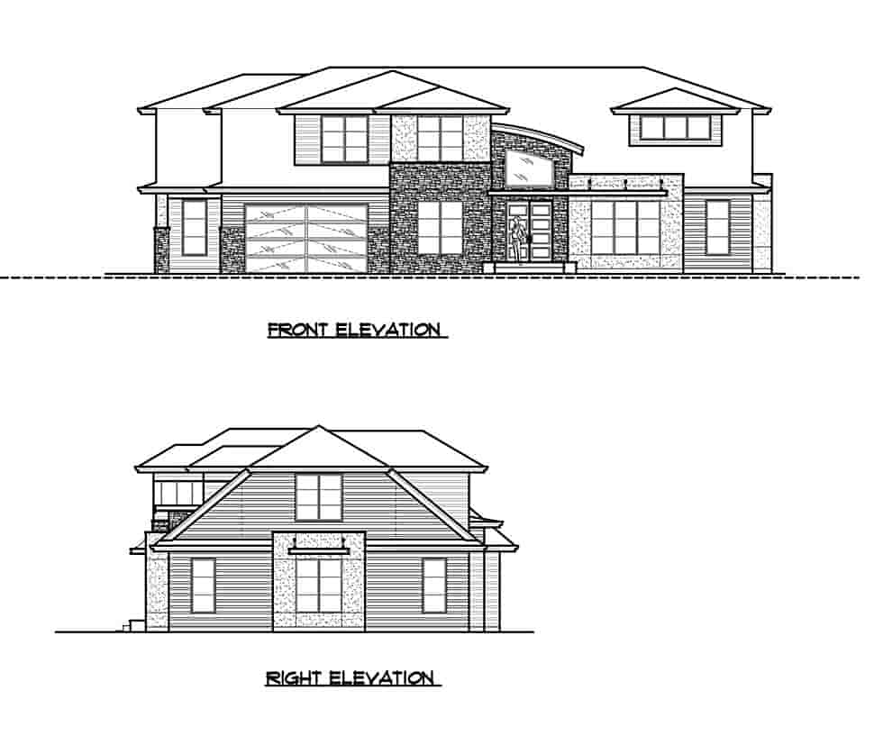 Contemporary, Modern House Plan 81917 with 4 Beds, 4 Baths, 2 Car Garage Picture 3