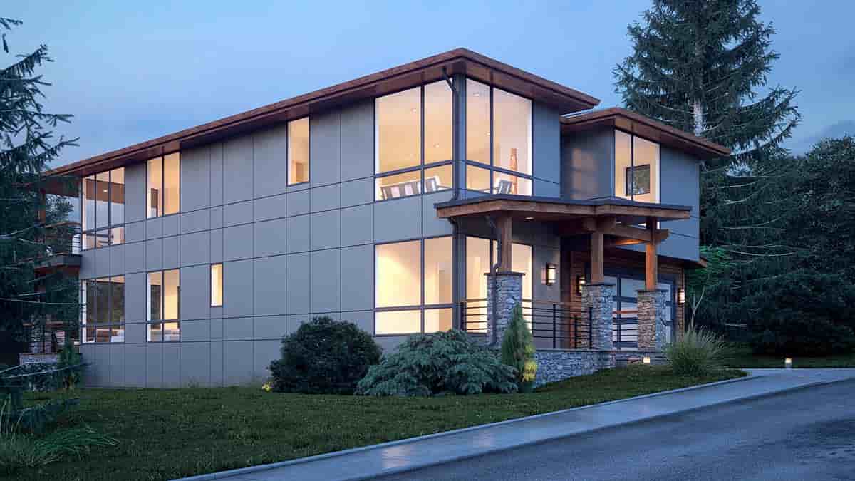 Modern House Plan 81920 with 4 Beds, 4 Baths, 3 Car Garage Picture 2