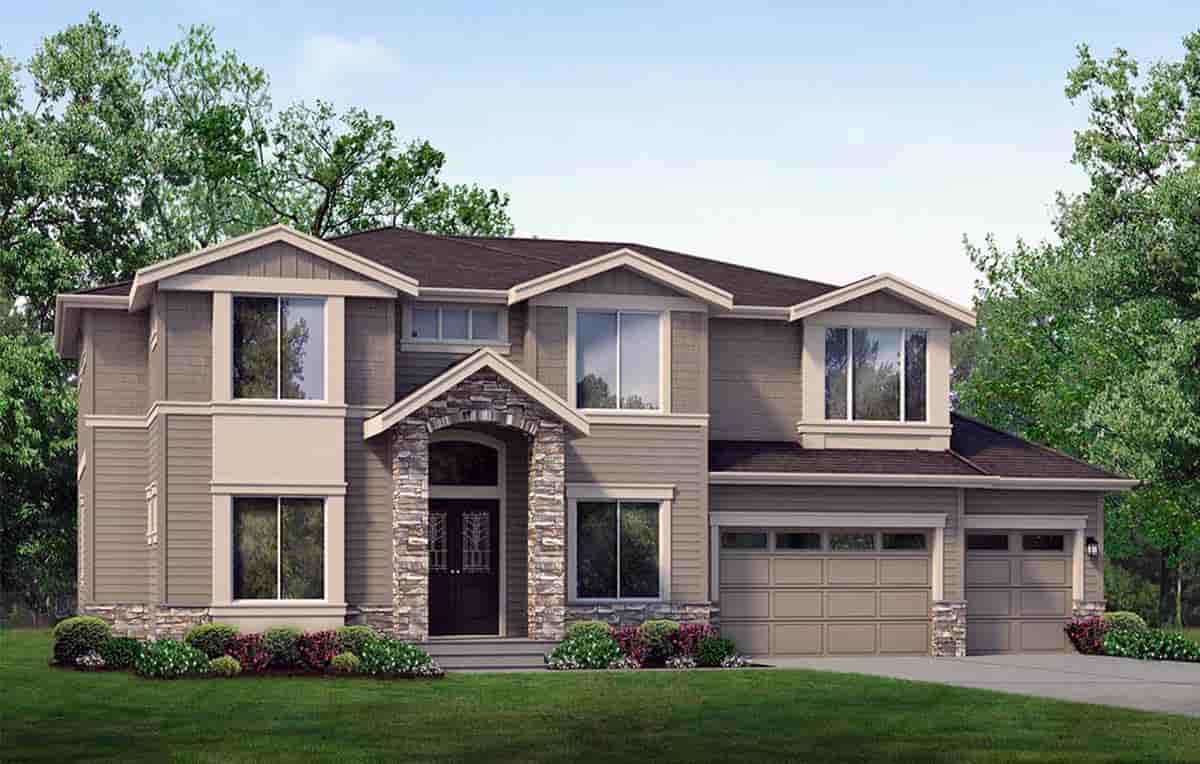 Contemporary House Plan 81923 with 6 Beds, 4 Baths, 3 Car Garage Picture 1