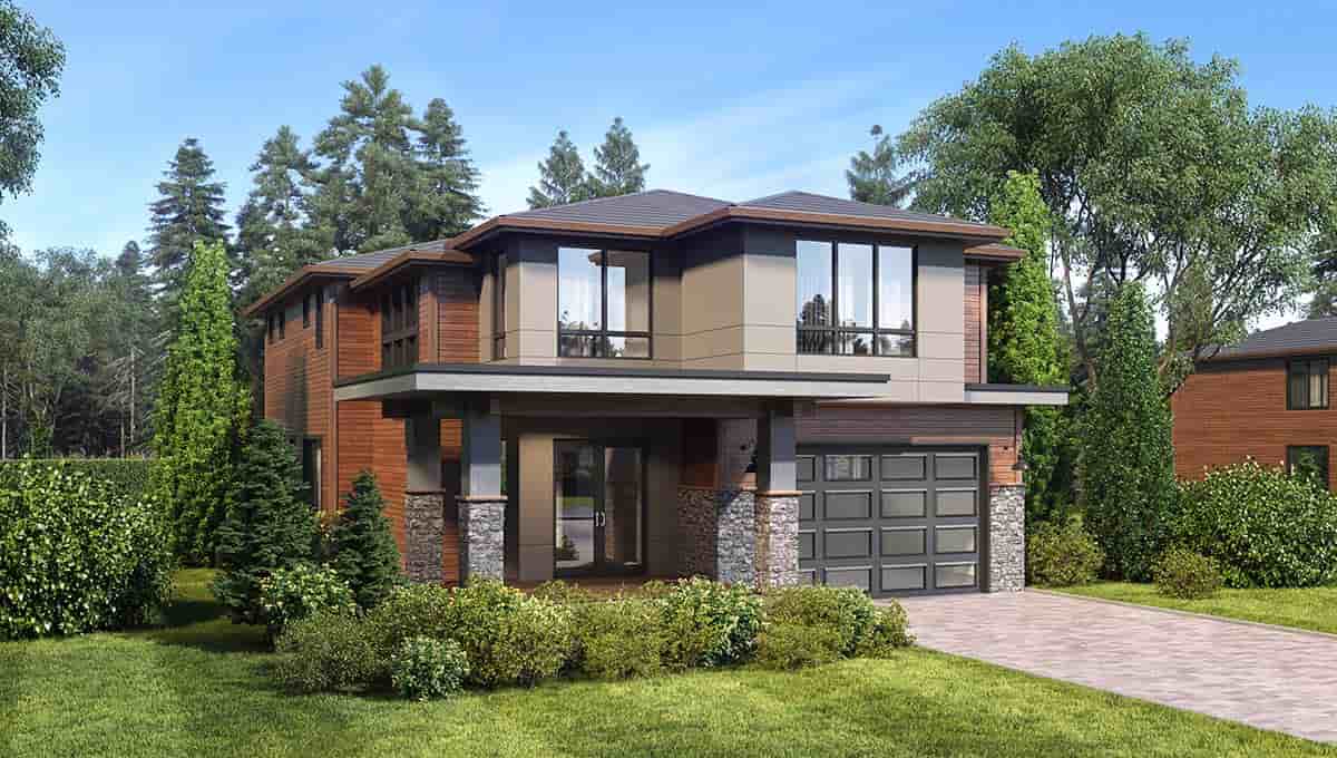 Contemporary, Modern House Plan 81931 with 4 Beds, 4 Baths, 2 Car Garage Picture 1