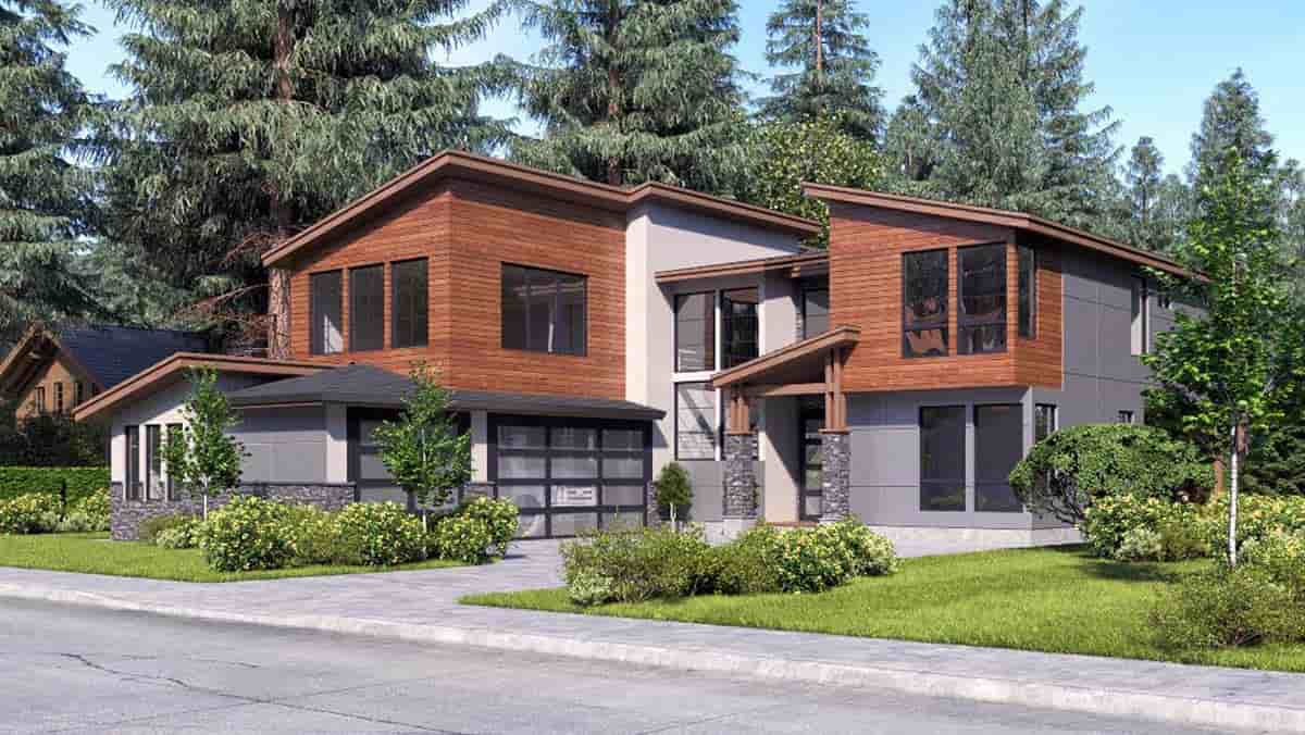 Contemporary, Modern House Plan 81932 with 4 Beds, 3 Baths, 3 Car Garage Picture 1