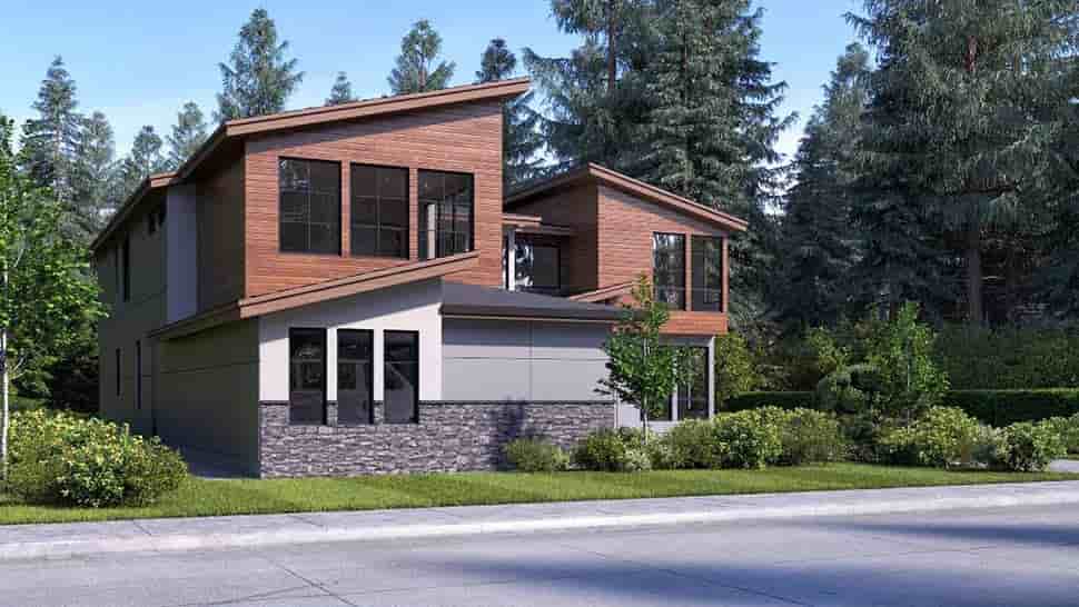 Contemporary, Modern House Plan 81932 with 4 Beds, 3 Baths, 3 Car Garage Picture 2
