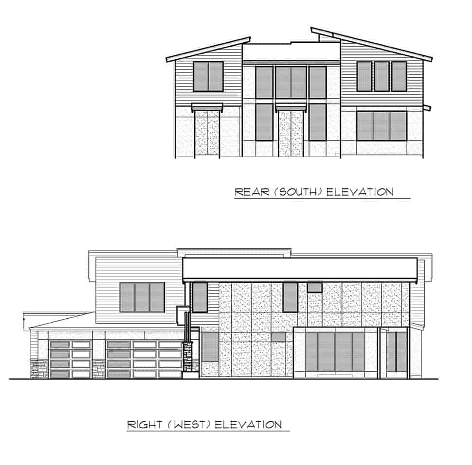 Contemporary, Modern House Plan 81932 with 4 Beds, 3 Baths, 3 Car Garage Picture 4