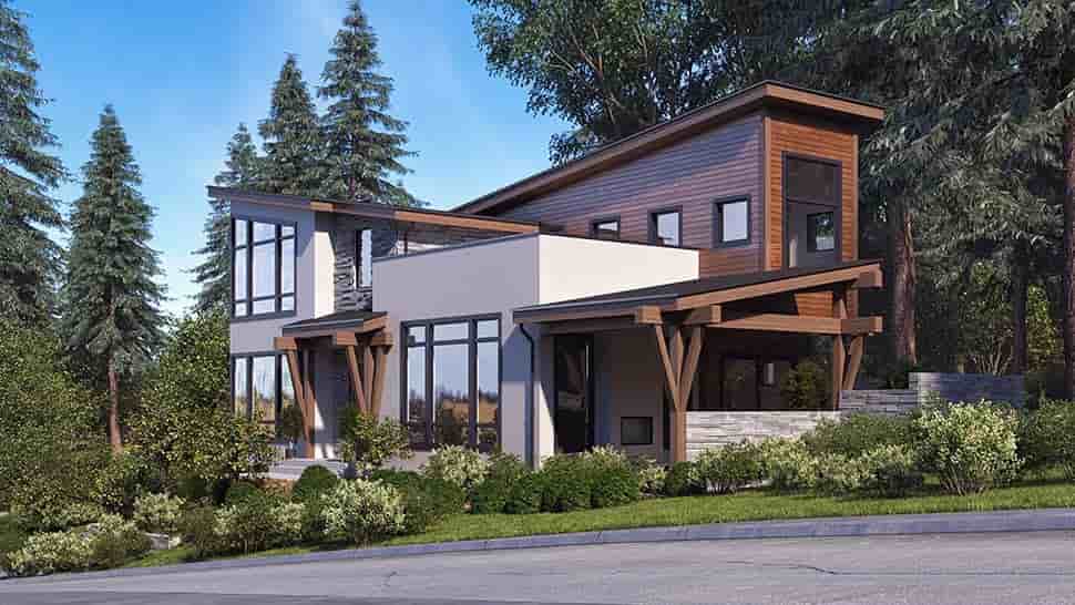 Modern House Plan 81933 with 3 Beds, 4 Baths, 6 Car Garage Picture 2