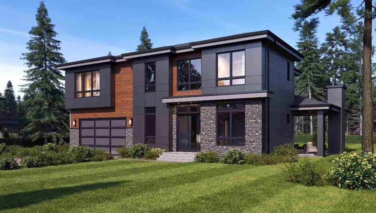 Contemporary, Modern House Plan 81935 with 4 Beds, 3 Baths, 2 Car Garage Picture 1