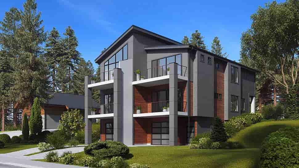 Contemporary, Modern Multi-Family Plan 81940 with 6 Beds, 6 Baths, 3 Car Garage Picture 2