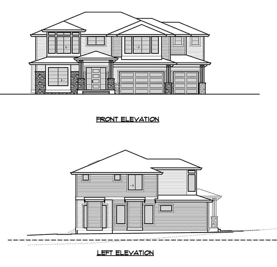 Contemporary, Modern House Plan 81942 with 4 Beds, 4 Baths, 3 Car Garage Picture 3