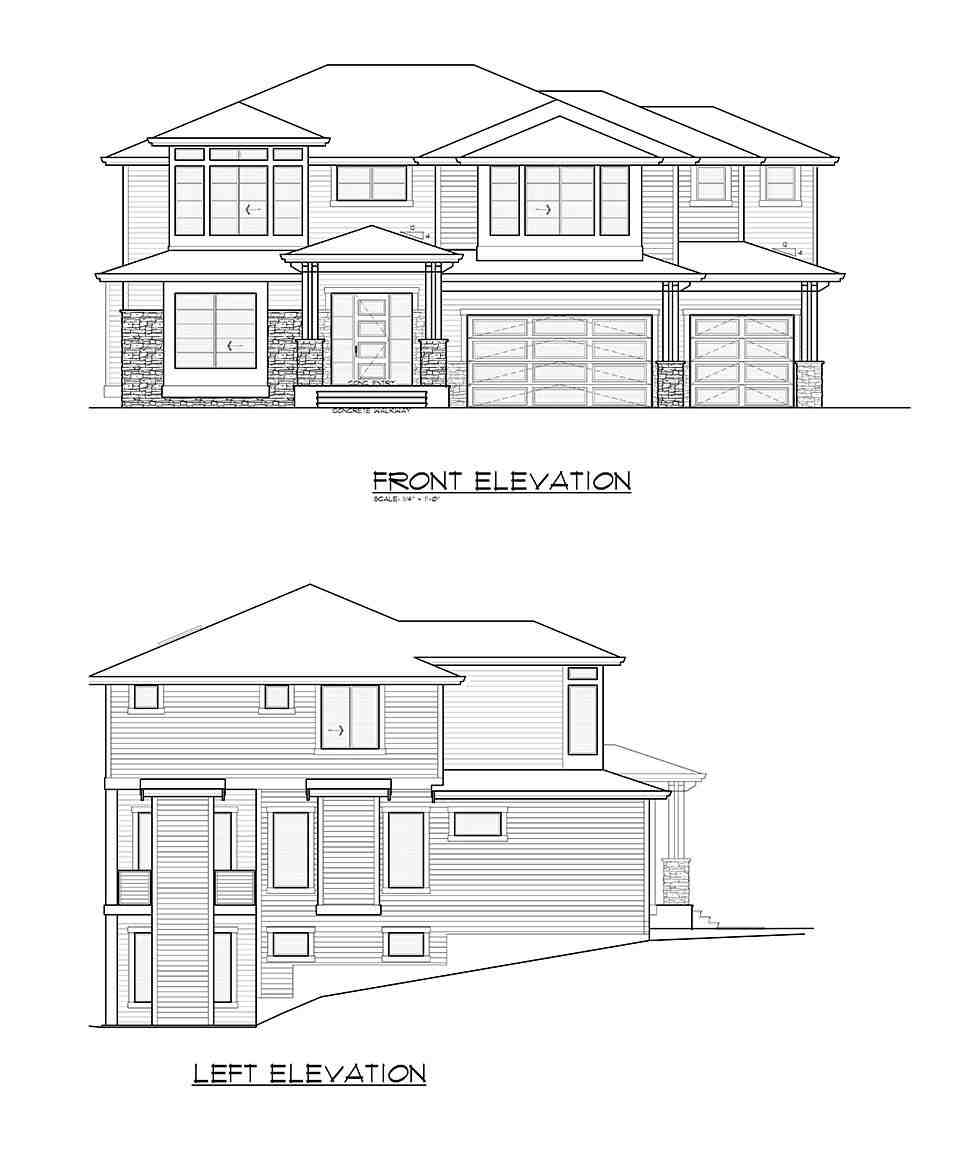 Contemporary, Prairie House Plan 81943 with 5 Beds, 4 Baths, 3 Car Garage Picture 3