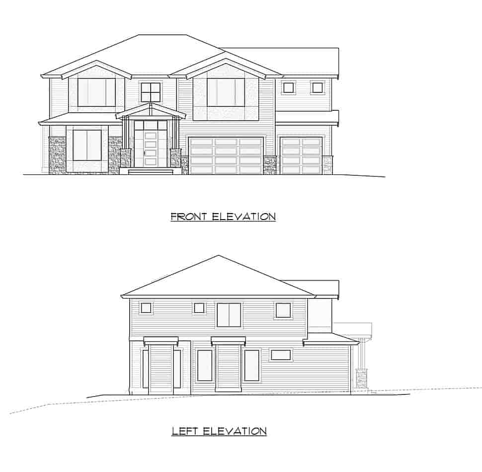 Contemporary, Craftsman, Modern House Plan 81944 with 4 Beds, 4 Baths, 3 Car Garage Picture 3
