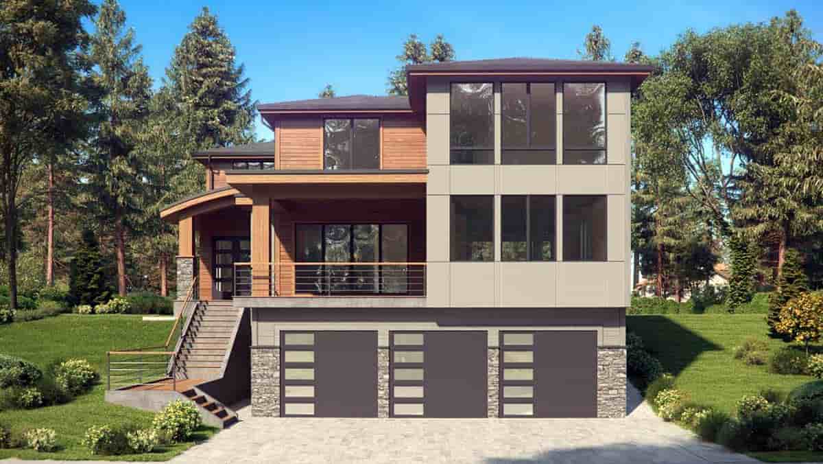 Contemporary, Modern House Plan 81950 with 4 Beds, 4 Baths, 3 Car Garage Picture 1