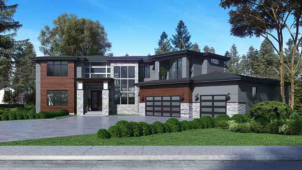 Contemporary, Modern House Plan 81955 with 4 Beds, 5 Baths, 3 Car Garage Picture 2