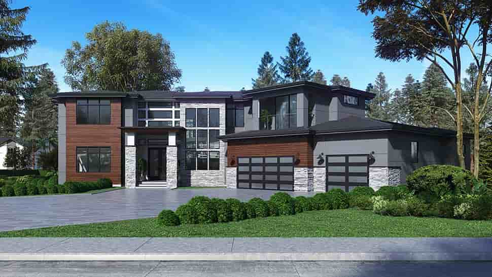 House Plan 81955 - Modern Style with 5195 Sq Ft, 4 Bed, 4 Bath, 1