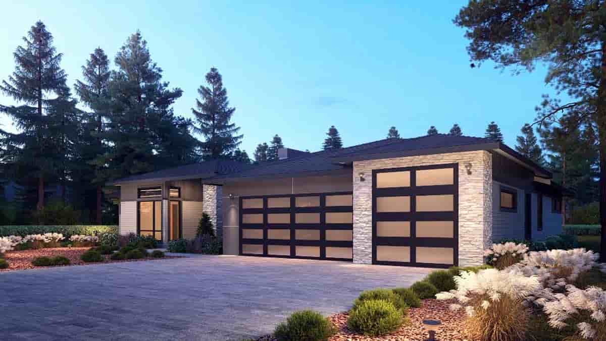 Contemporary, Traditional House Plan 81988 with 4 Beds, 4 Baths, 3 Car Garage Picture 1