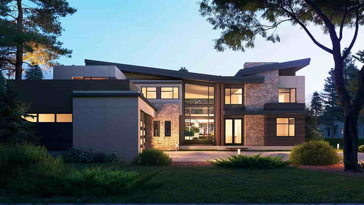 Contemporary, Modern House Plan 81990 with 4 Beds, 6 Baths, 3 Car Garage Picture 1